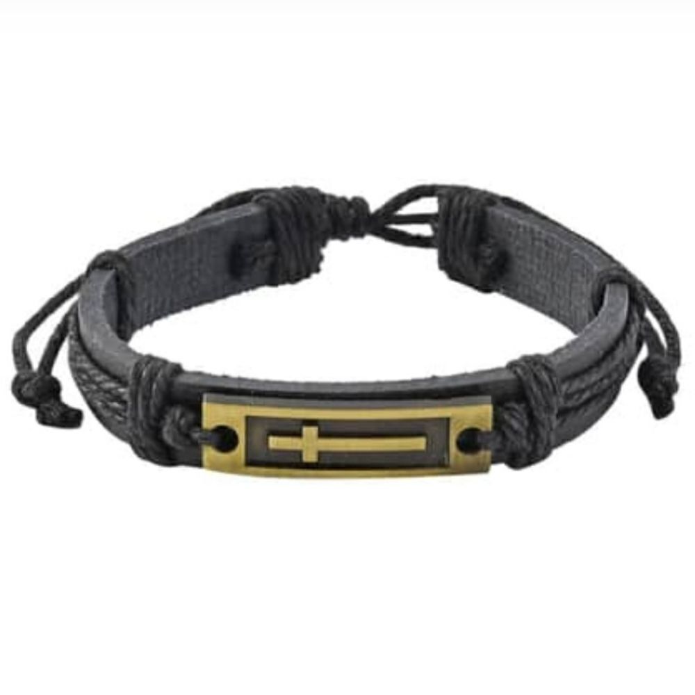Black Genuine Leather and Dualtone Adjustable Bracelets - Picture 3 of 16
